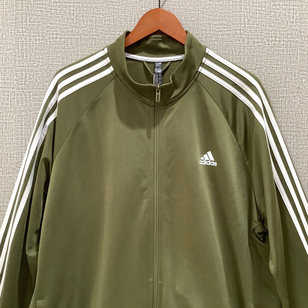 ADIDAS Track Activewear Jacket Unisex Women's Olive Green Zip Up sz 3X - Picture 2 of 5